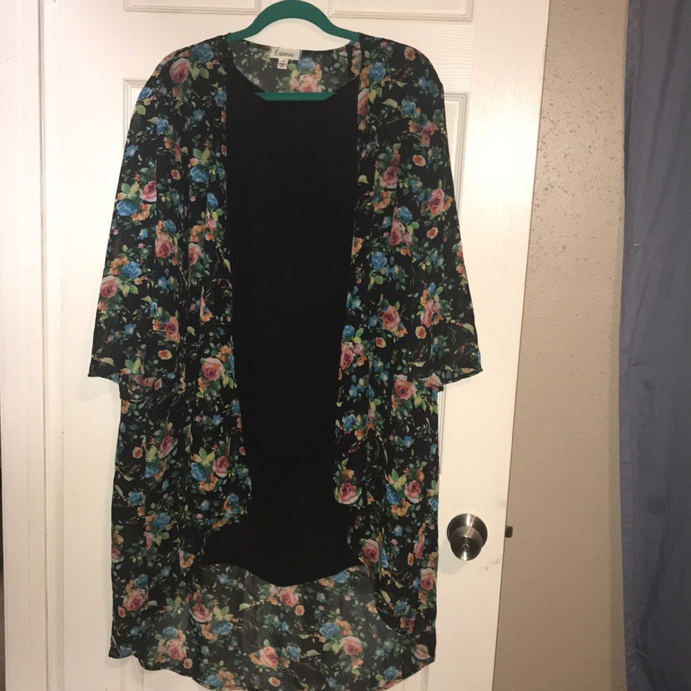 Sheer floral Hi-Low cover up/duster